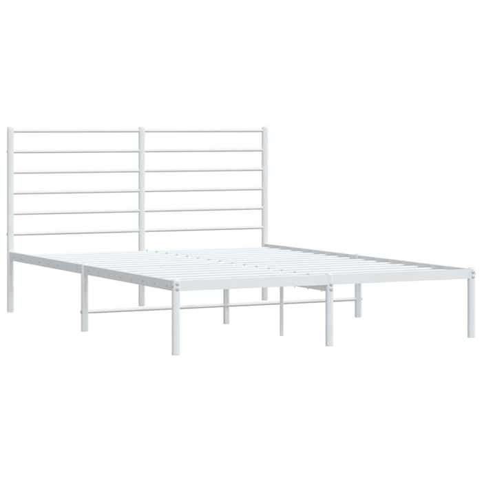 Lit 2 places - 140 x 190 cm - Blanc - vidaXL - Cadre de lit - élégant - Métal - sans matelas 708663