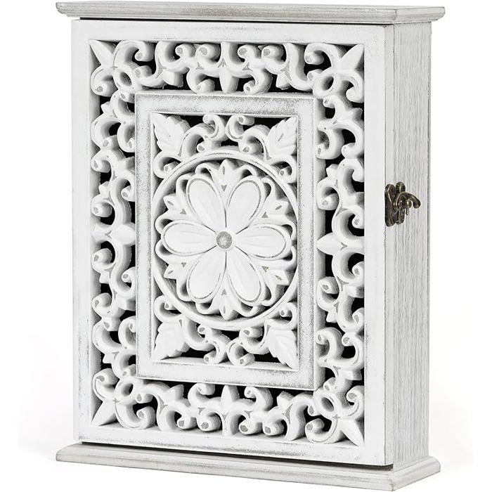 Boîte à clés en Bois avec Compartiments européens Armoire à clés avec 6 Crochets Porte clés Vintage Bnc Bnc Vintage