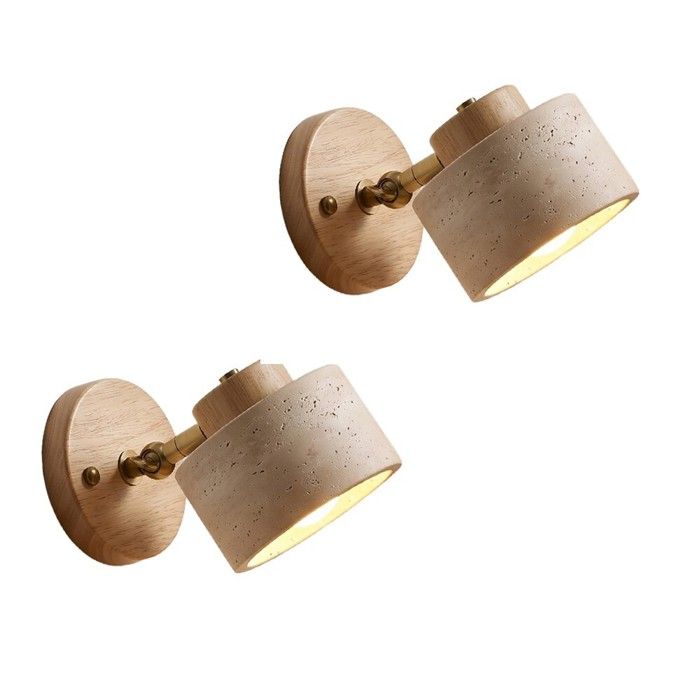 WOTTES 2 x Applique Murale en Pierre Naturelle réglable en marbre pour Salle de Bain Lampe Murale Rustique éclairage Mural