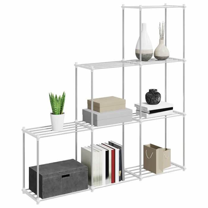Meuble Étagère - Blanc - Étagère tubulaire - 1 pc - Blanc 129x27x132 cm Aluminium B5373