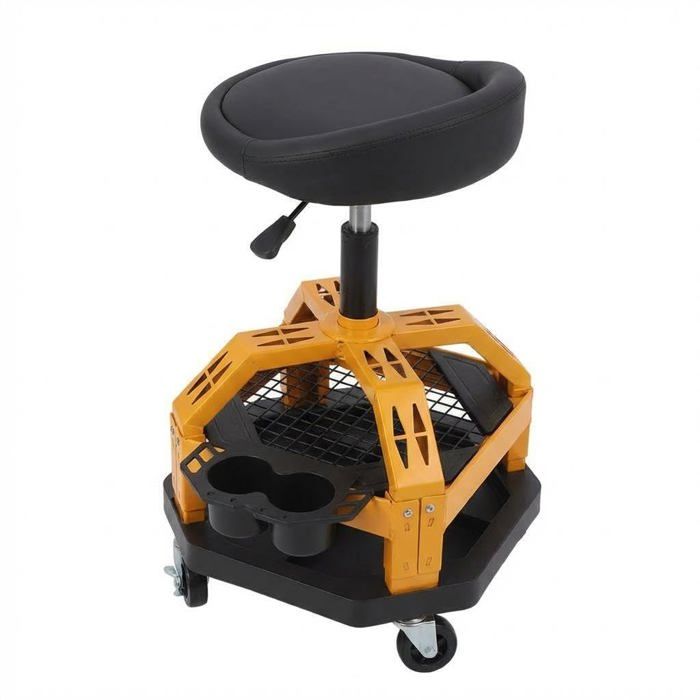 Tabouret bas à dossier mécanicien roulant garage hauteur réglable roulettes chaise tatouage siège pivotant 360° boutique