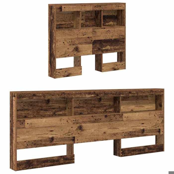 Tête de lit de rangement avec étagère avec tête de lit avec stockage Bois ancien 90 cm_2 ans garantie_24046