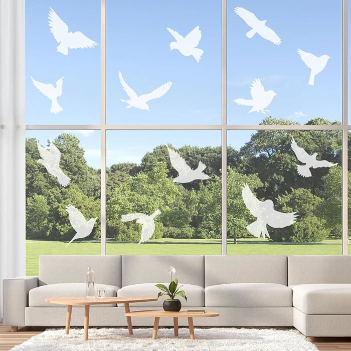 Lot de 16 autocolnts anti collision pour fenêtre en forme oiseau pour empêcher les gens et les oiseaux de Bnc FILM POUR VITRAGE