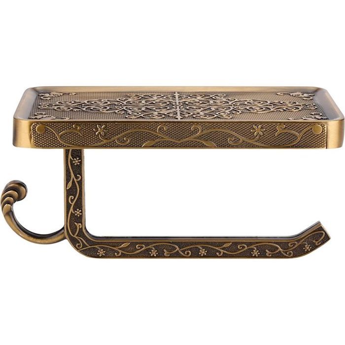 Étagère murale salle de bain en laiton antique avec tablette – 18 3 cm