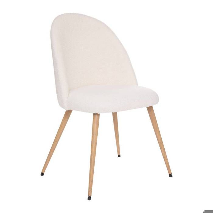 Chaise Slano pieds imitation hêtre bouclette blanc - Atmosphera Créateur dintérieur