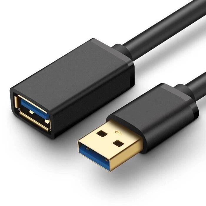 Câble d'extension USB 3.0 (5Gbps) A vers A de 1 m - Rallonge USB A  SuperSpeed en noir - M/F