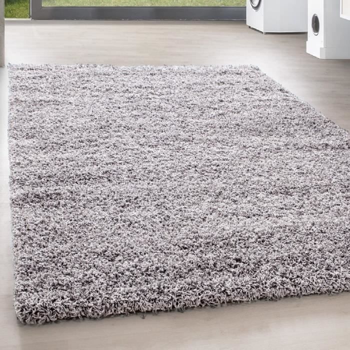 Shaggy Shaggy Long Pile Pas Cher Tapis Gris Clair Salon Versc Tailles 120 Cm Rund