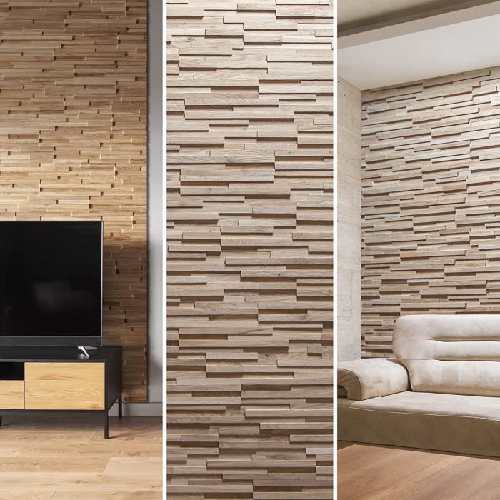 Revêtement Mural En Bois Aspect 3D - Panneaux Muraux En Bois De Chêne ...