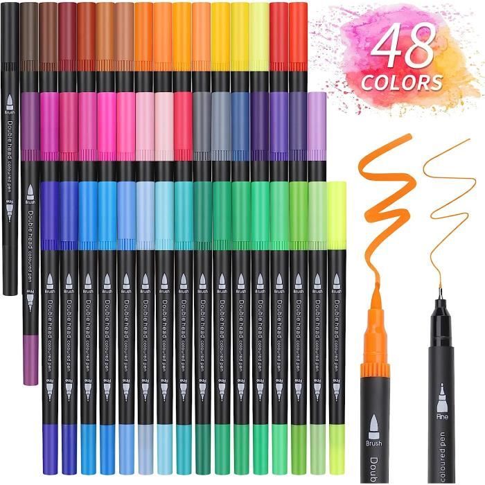 Set De 48 Feutres Acryliques Ohuhu - Pointe Pinceau 1-5mm, Haute Opacité - Pour Pierre, Bois, Verre, Céramique, Tissu