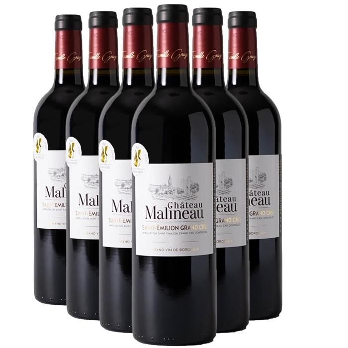 Château Malineau Saint-Emilion Grand Cru Rouge 2016 - Lot de 6x75cl ...