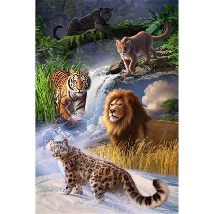 Kit Diamond Painting 5D DIY Motif Tigre - Lot De 4 Toiles 30x40 Cm - Marque KEESIN - Parfait Pour Décoration