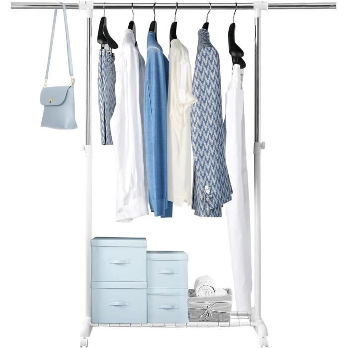 Porte-Manteau à Roulettes, Portant à Vêtements Double Barre Portable Pour Chambre A Coucher Salon Magasin De Vetements Noir 90806520