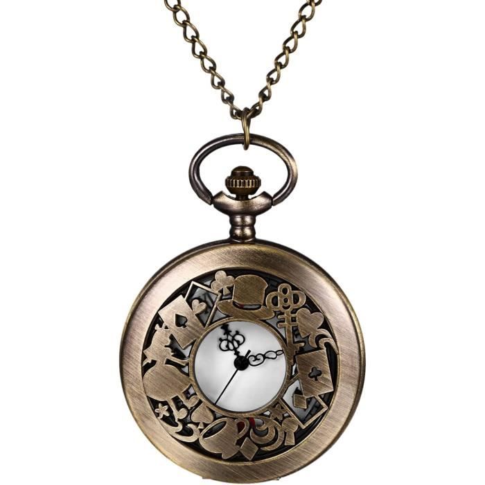 Montre De Gousset Montre De Gousset Vintage Squelette Grav Fleur Pendentif Coeur Avec Collier Pull Pour Mode Unisexe Or Comm J548