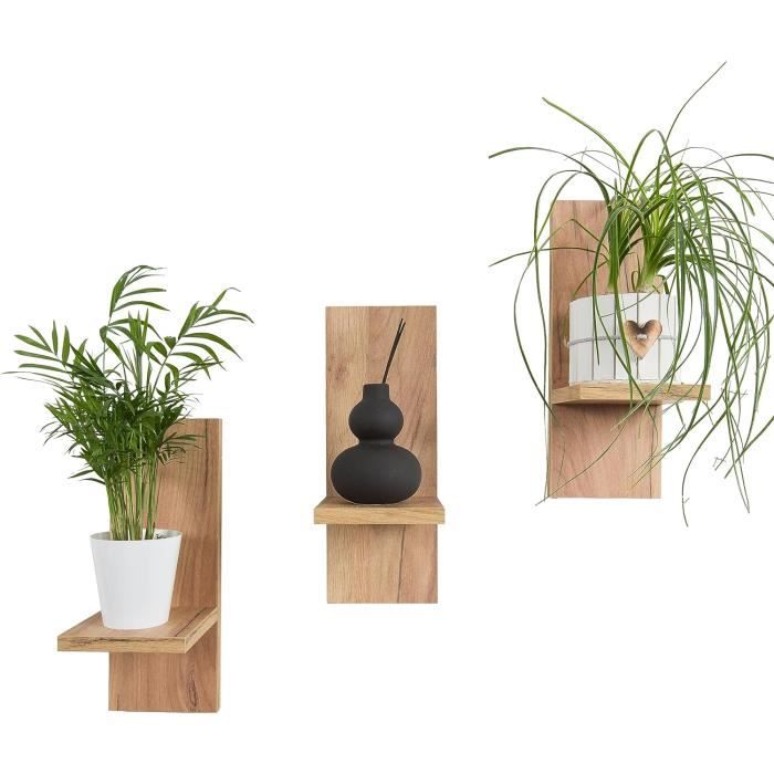 Lot De 3 étagères Murales Enfant 40 Cm - En Bois, Avec Présentoir Photo, Pour Chambre Ou Cuisine