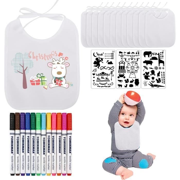 NJCXOLA 6 Pcs Bavoirs Pour Peinture, Bavoirs Blancs Pour Bébé