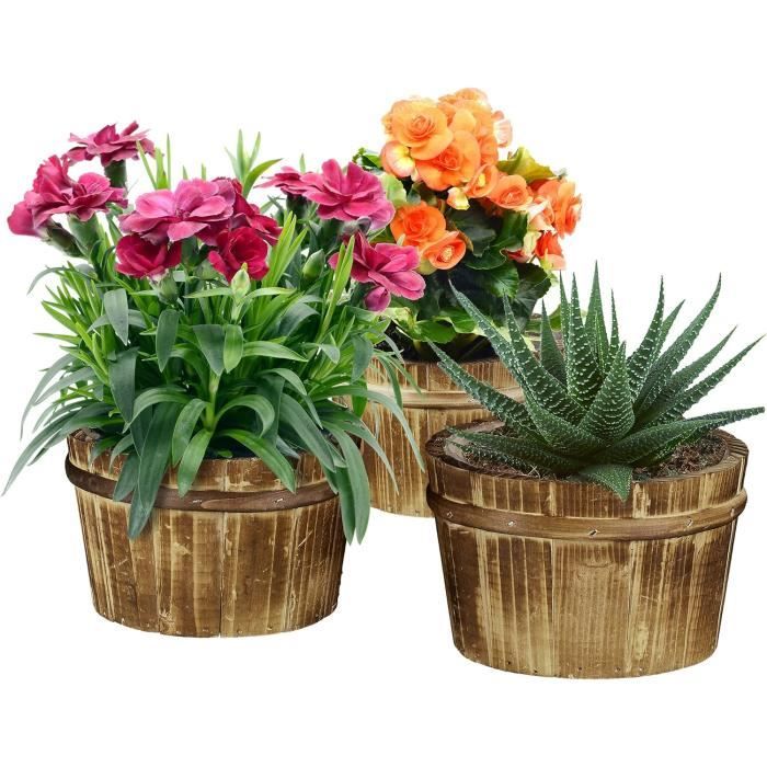 Pot De Fleurs En Lot De 3 En Bois Pour Plantation D cor De Jardin Pot De Fleurs En Lot De 3 En Bois Pour Plantation D cor De Jardin
