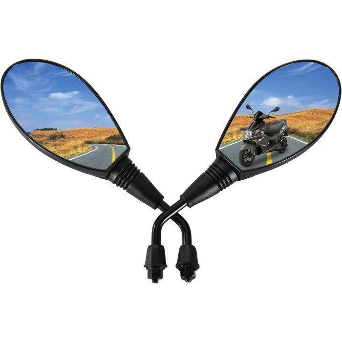GOOFIT Paire De Rétroviseurs Moto 8mm – Miroirs Plastique Durable Pour Scooter 50cc 125cc 250cc