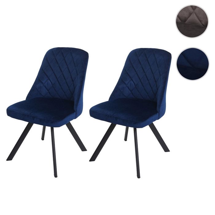 Lot de 2 chaises de salle à manger HWC-K25 chaise de cuisine métal velours ~ brun foncé Lot de 2 chaises de salle à manger HWC-K25 chaise de cuisine métal velours ~ brun foncé
