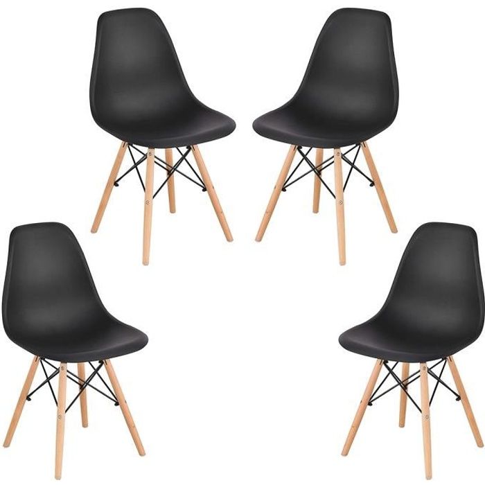 Lot de 4 chaises de salle à manger design noir - Nina - Hauteur 82cm