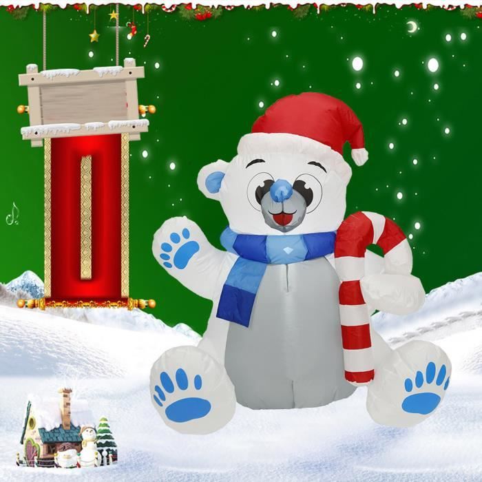Gonflable De No/ël De Poup/ée Christmas Santa Claus gonflage Rapide P/ère No/ël Gonflable p/ère No/ël de chevauchant lours Blanc pour la d/écoration de Jardin de Cour int/érieure//ext/érieure de No/ël