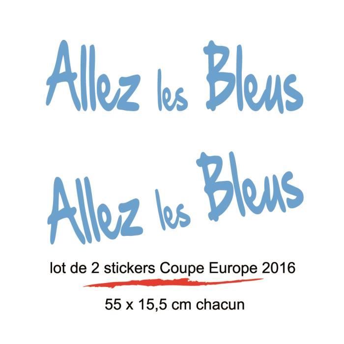 Stickers Allez les Bleus - Coupe Europe 2016 - Lot de 2 - Bleu ...