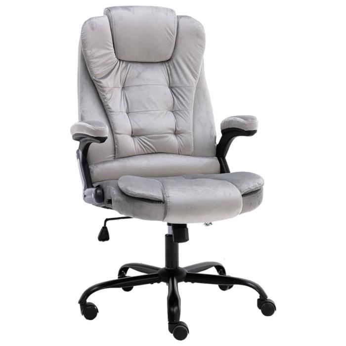 Fauteuil de bureau - JM - charge max : 110 kg - Gris clair Velours