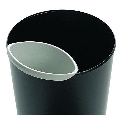 Leitz Wow - Lot De 6 Corbeilles à Papier 15 Litres, Noir Brillant, Empilables - Bureau & Maison