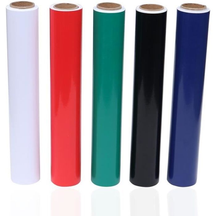 Kit Rouleau Vinyle Adhesif Multicolore (5 Couleurs) - Papier Vinyle  Autocollant 30 cm x 3 m pour les Loisirs Créatifs, le Scrapbook - Cdiscount  Bricolage