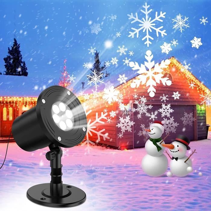 Projecteur Noel Exterieur et Interieur, Projecteur de Flocons de Neige LED  avec Télécommande,Etanche IP65 Lumière de Projecteur Décoration pour Noël