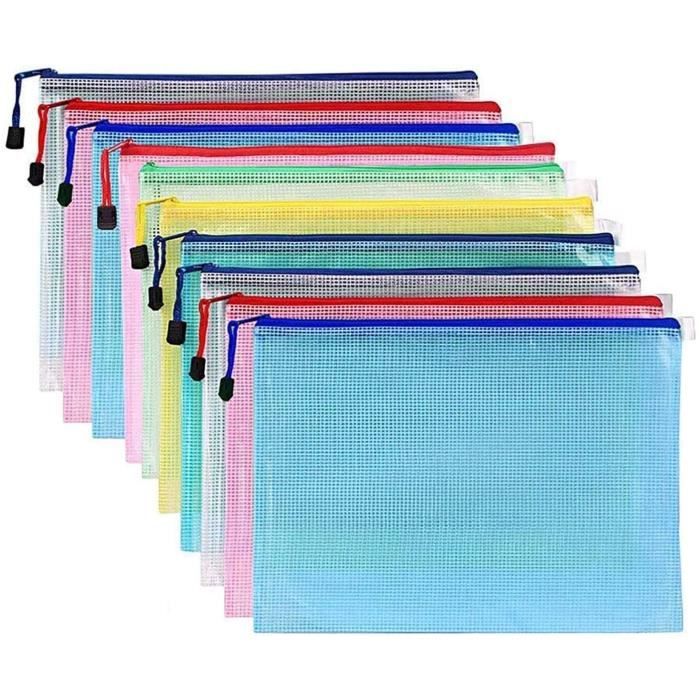 JUHONNZ Pochette Rangement A4,10 PCS Plastique Pochette Document  Transparente Pochettes à Dossiers Zippée Pochette 169 - Cdiscount  Beaux-Arts et Loisirs créatifs