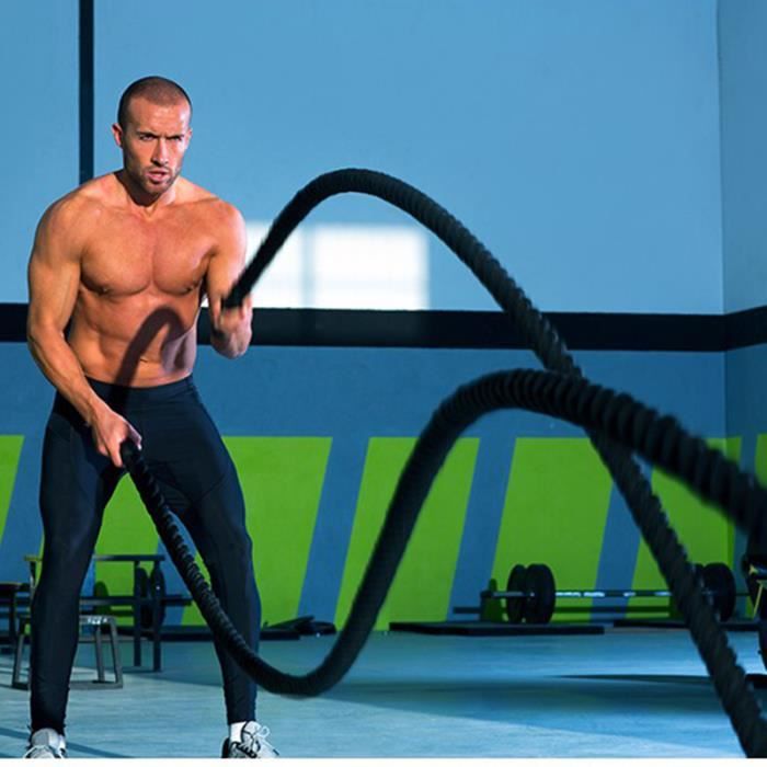 Gym 32 mm Noir Dacron Battling Corde Fitness Entraînement Exercice bataille