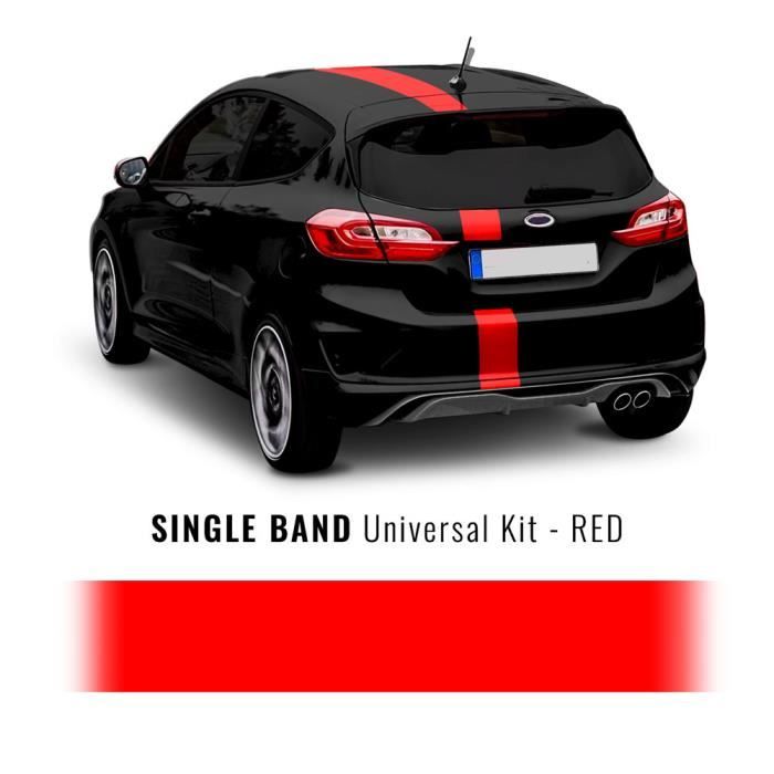 SUNJIKA Autocollant universel en vinyle pour capot de voiture - Décoration  de roue - Longue bande noire et rouge