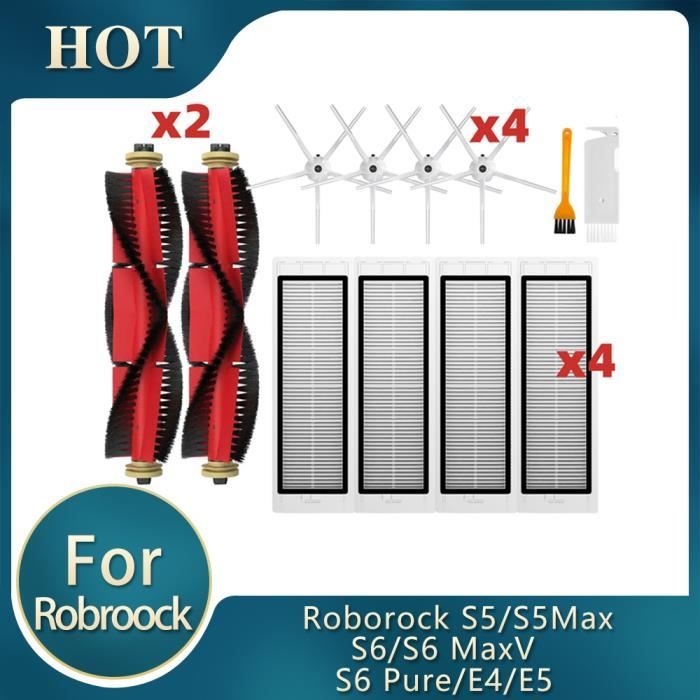 Pièces de rechange pour aspirateur Robot Xiaomi Roborock S5 S502 00 S502 02  S5 Max S6 MaxV S6 Pure E4 E5, brosse latérale SET H - Cdiscount  Electroménager