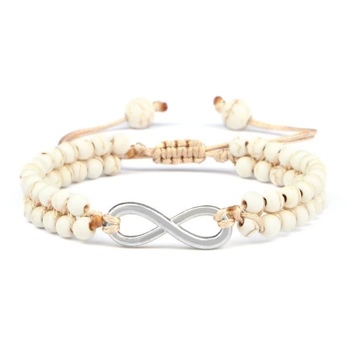 Bracelet Blanc Perles Verre Avec Breloque 'Bouquet De La Mariée' - 19 Cm - Neuf Avec étiquettes