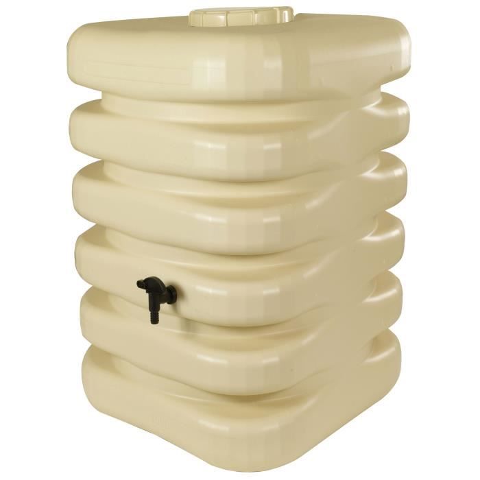 Récupérateur deau - Plastique - Beige - Cubique - 60x60x120 cm - 350 L - BELLI