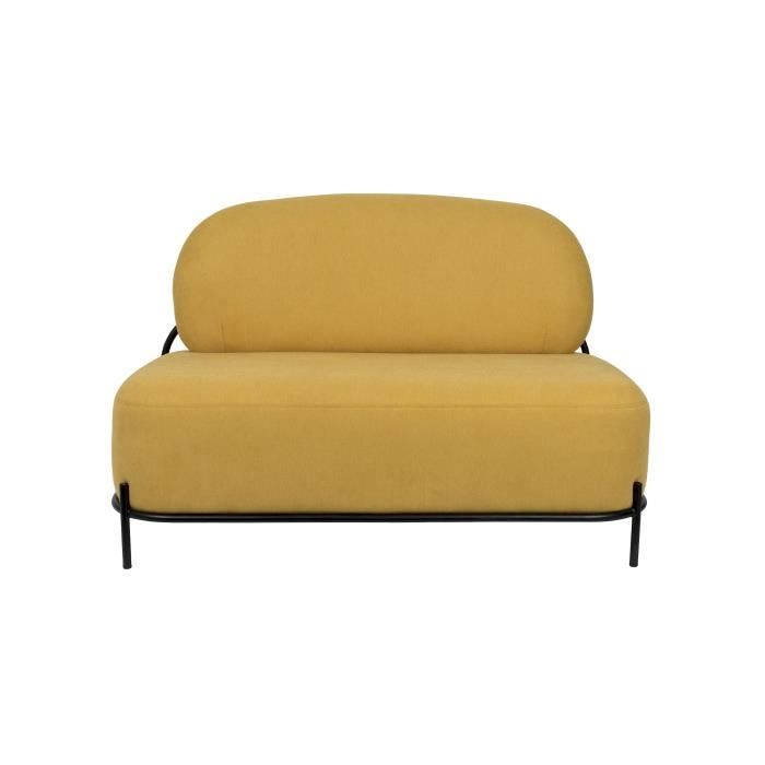 canapé design en tissu polly - boite à design jaune - 2 places - fixe - profondeur de l'assise 50 cm