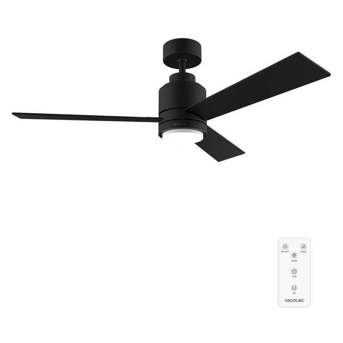 Cecotec Ventilateur de Plafond avec Lumière EnergySilence Aero 4850 Style Noir: 30 W Diamètre 48 avec 3 Pales Télécommande - Cecotec
