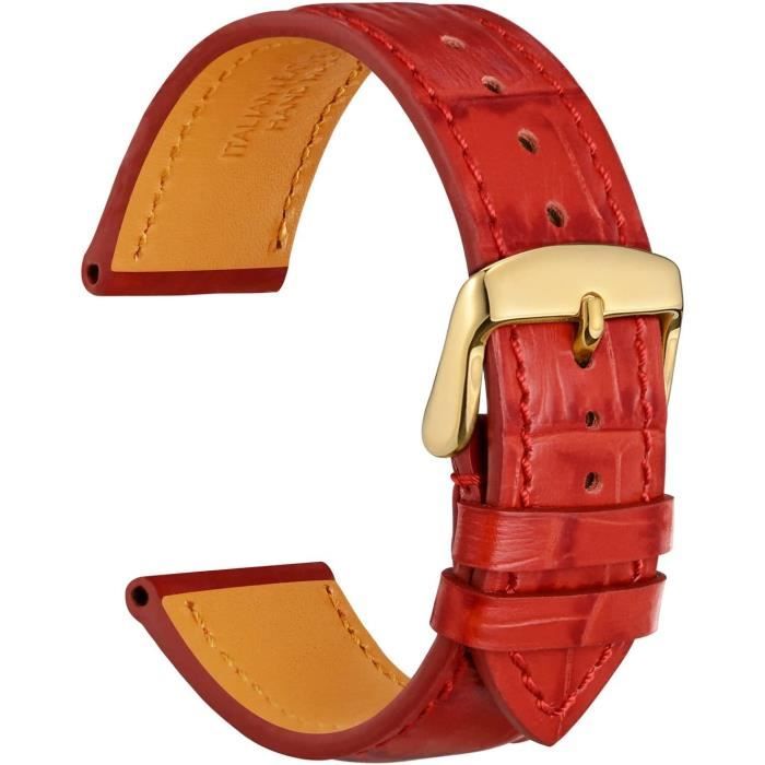 Bracelet De Montre En Cuir Grainé Alligator - Couleur Rose - Largeur 18mm - Marque GUESS - Neuf Sans étiquette - Pour Personnaliser Votre Montre