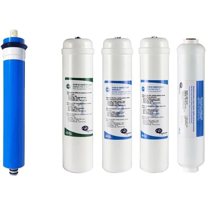 Measury Kit Filtres Osmose Inverse – 1 Sédiments + 1 Charbon Actif – Rechange Universel – Eau Pure & Saine