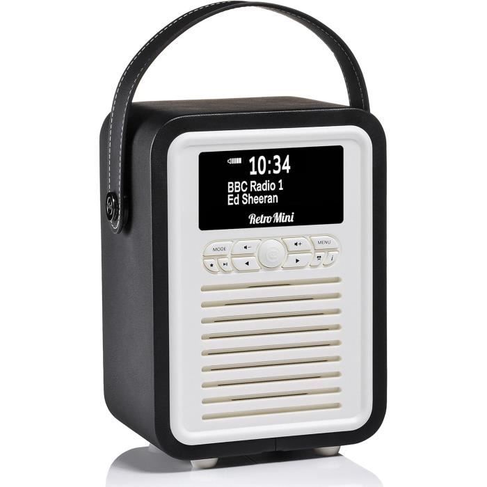 Radio VQ Retro Mini DAB/DAB+ E FM Con Bluetooth – Altoparlante 5W, Sveglia, 60 Preset, Portatile Con Batteria AA, Grigio Chiaro