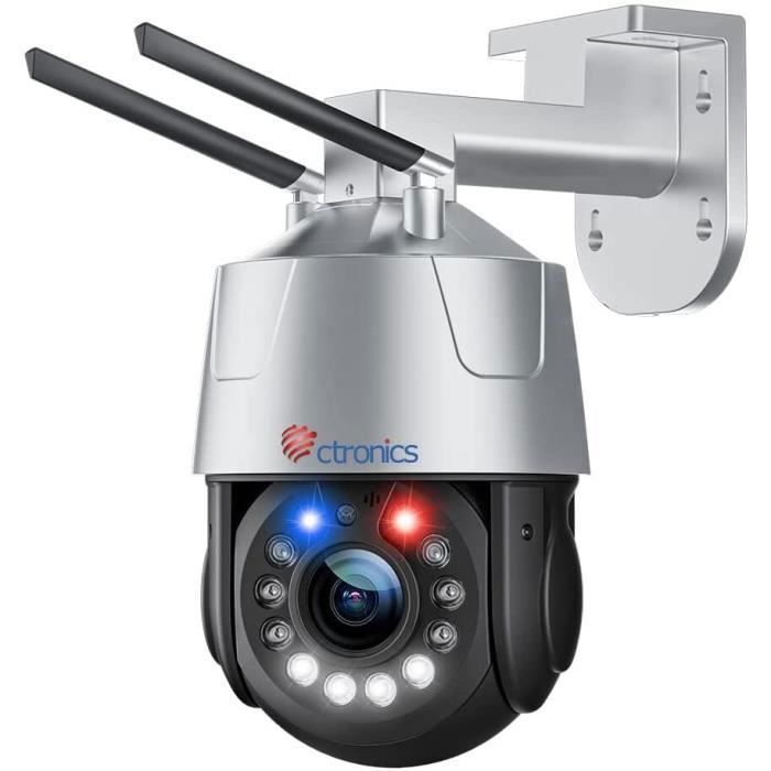 2K 4MP Ctronics Caméra Surveillance WiFi Solaire Extérieur sans Fil PT