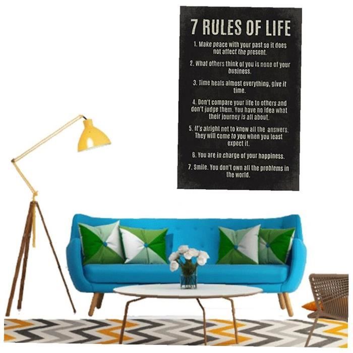 7 Regles De Vie Lettres Affiche Motivational Citation Inspiration Art Mural Pour Bureau De Classe Decorations De Maison 30 45cm Cdiscount Maison