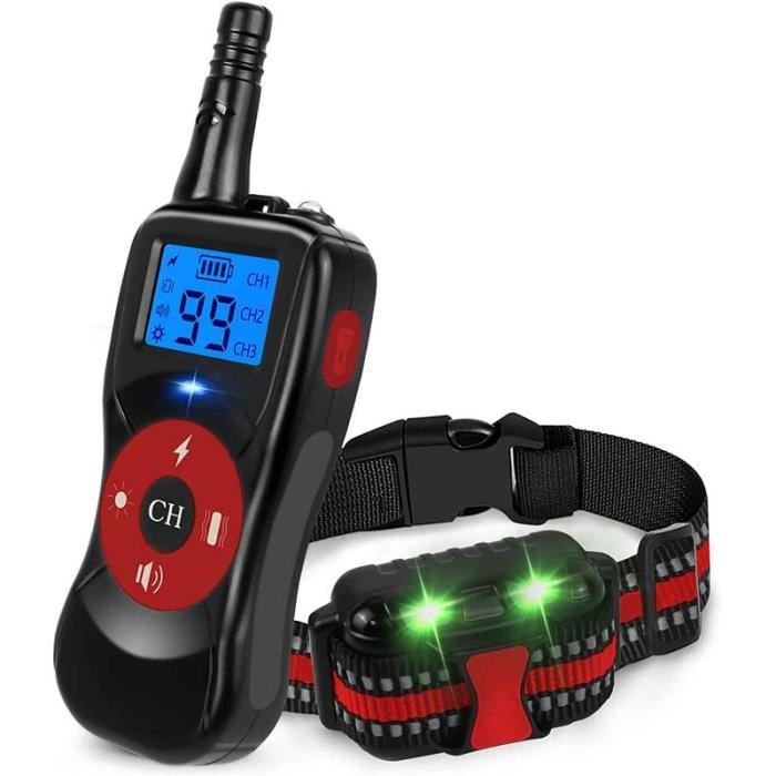 Comparer les prix de Collier de Dressage pour Petits, Moyens et Grands Chiens Rechargeable, Mode de Formation 3+1, Télécommande 500M, rouge