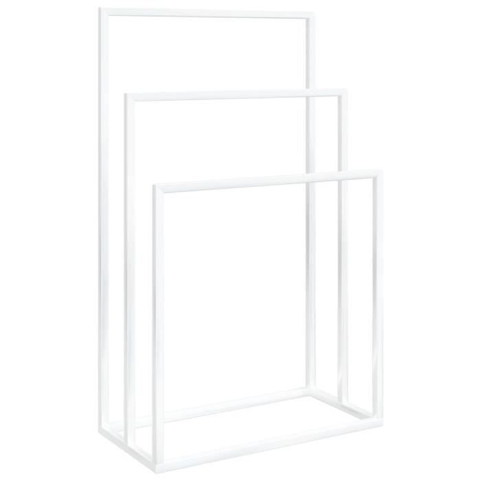 Porte-serviettes Sur Pied En Verre Blanc - Modèle Zero - 78x28x20 Cm - Finition Chromée