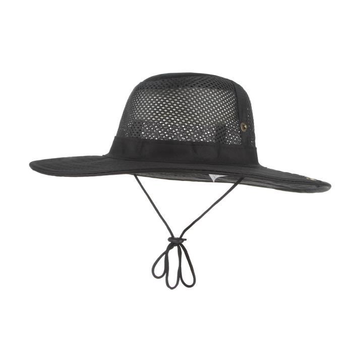 Chapeau Pêcheur Homme Maille Anti-Soleil Eté Noir Noir - Prêt