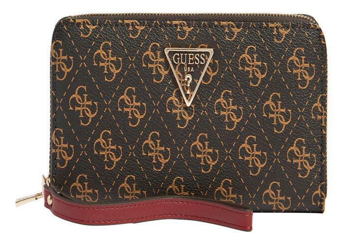 GUESS Laurel SLG Large Zip Around L Brown Logo 180765 porte