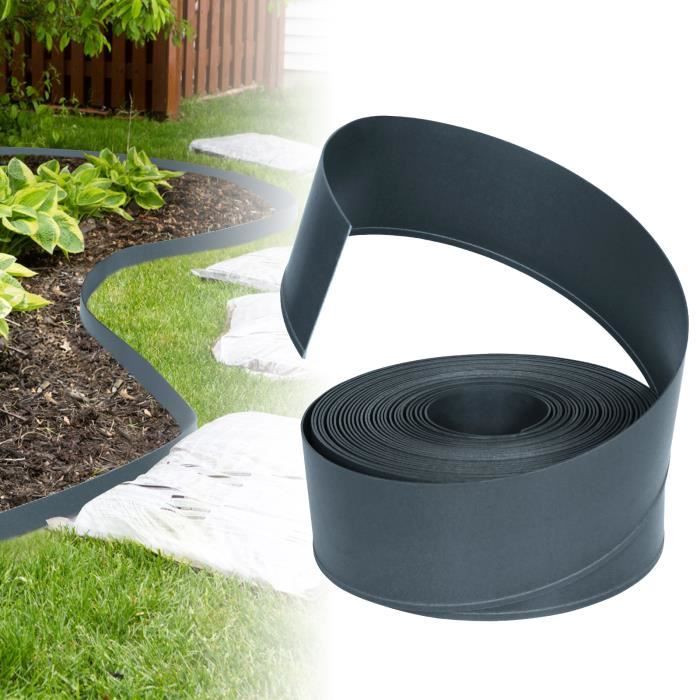 HENGMEI Bordure de pelouse - Bordure de jardin Bordure flexible en plastique - 20 m - Noir