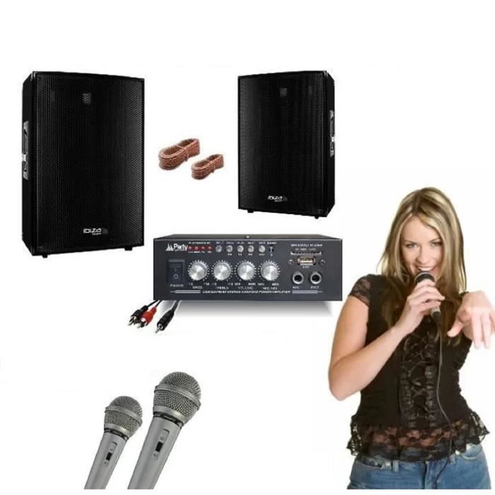 Pack Sono - Ampli PLS1250 + 2 Enceintes AUDIO CLUB 600W PA DJ SONO MIX LED  LIGHT