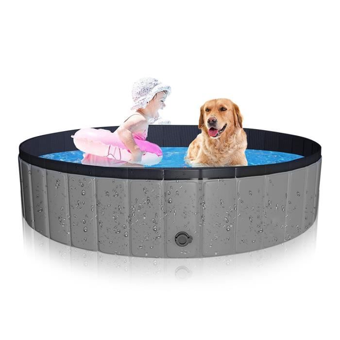 janzdiys piscine pour chien,80*20 cm,piscine pour chien et enfant,baignoire pliable pour animal,solide et antidérapant,gris bleu