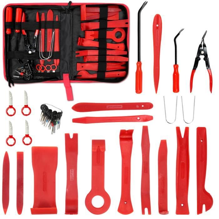 SWANEW 40 Pièces Outils De DéMontage De Garnitures Trousse Rivet Clips et  Bandes de Câble pour Voiture Porte Panneau Tableau de Bord